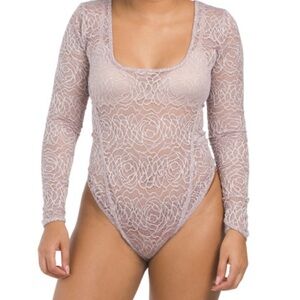 Free People Bodysuit Whimsy Whimsical Coquette Sheer Lace One Piece Lingerie Top